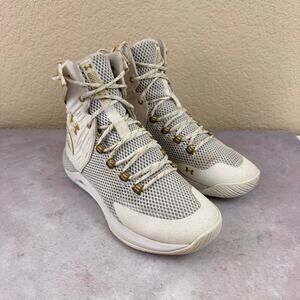 Under Armour Highlight HOVR Ace Sz 8.5 White Gold High-Top Volleyball Shoes